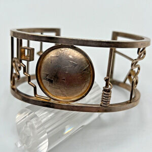 Vintage One of a Kind Modernist Sterling Silver Handmade Cuff Bracelet